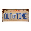 DeLorean Time Machine OUT OF TIME License Plate OUTATIME: Saving the DeLorean Time Machine