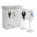Set 2 Standard Wine Glasses "Bride" and "Groom" LOLITA® Love My Wine Enesco